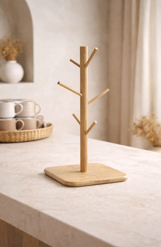 Ahşap Bambu Bardak Askısı